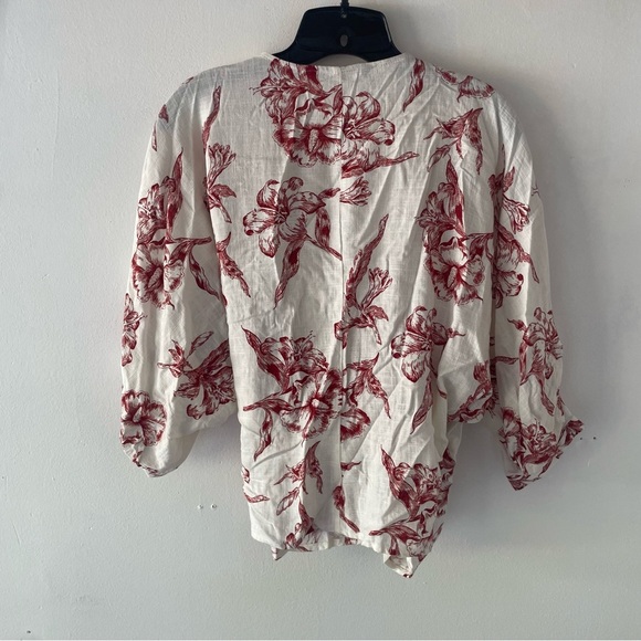 Zara white red floral print wrap top 37417 - Picture 2 of 9
